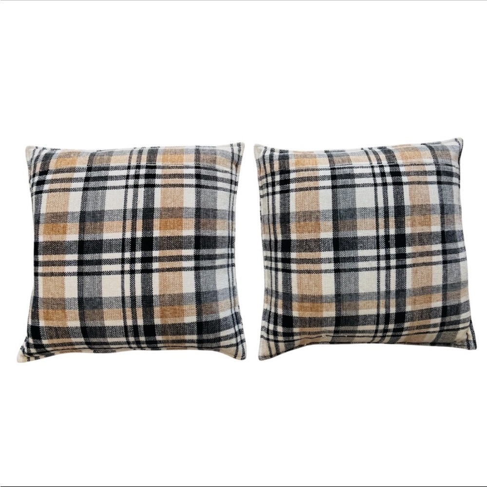 Set of Plaid Decorative Rustic Themed Down Filled Throw Pillow Set - Picture 3 of 5